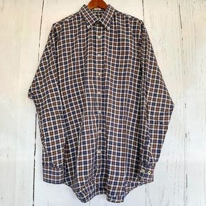 PETER MILLAR Red White Plaid Button Down Shirt XL